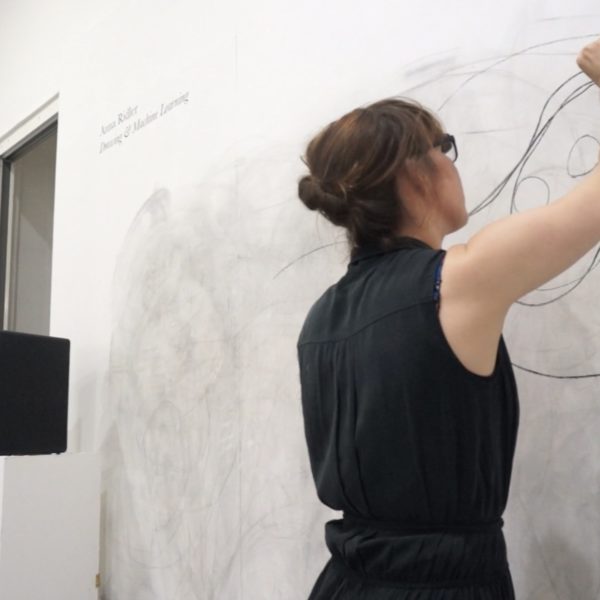 Anna Ridler, Drawing with Sound. Charcoal, specialized headset, musical composition and trained neural networks. 2017.